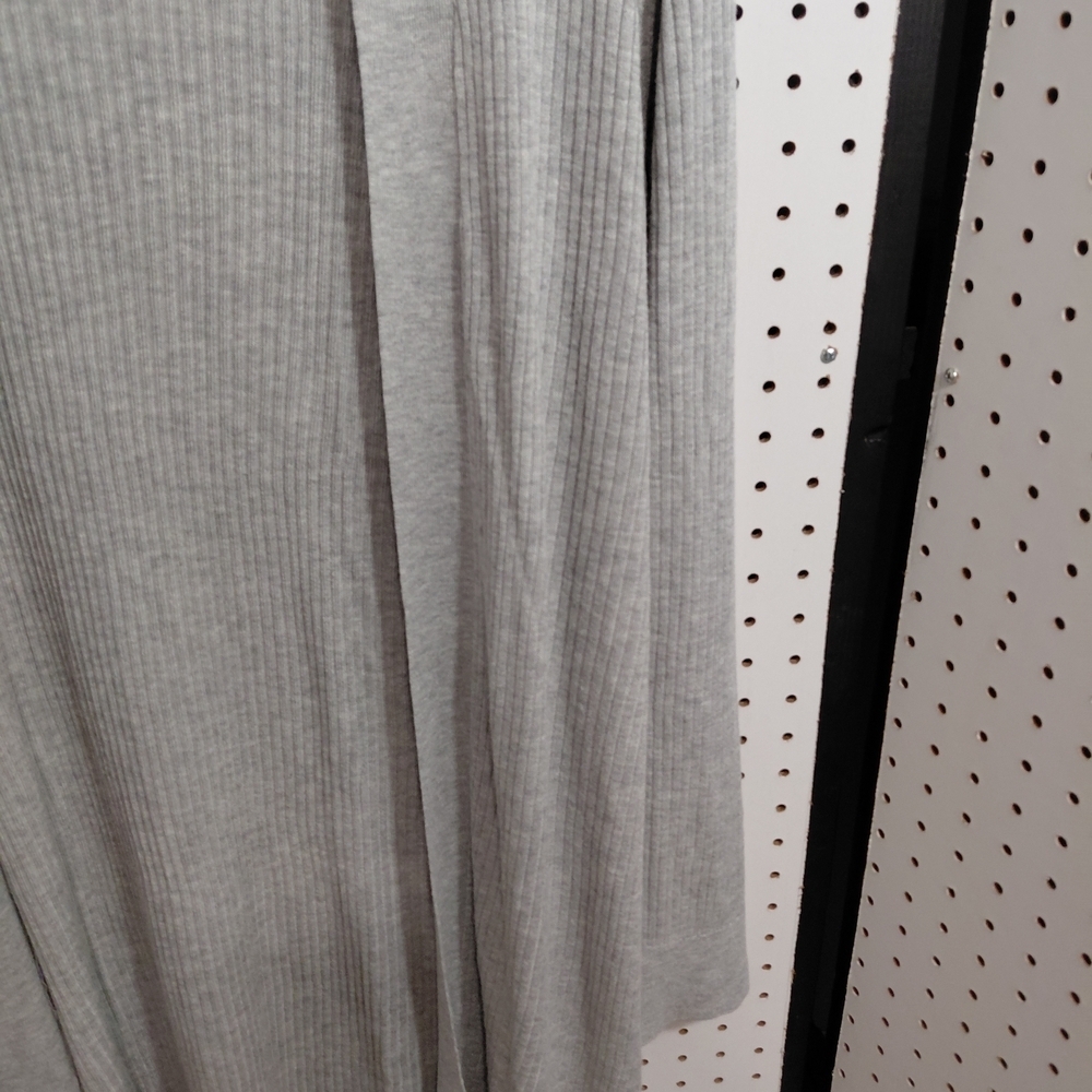 LOFT Light Gray Ribbed Open-Front Long Cardigan - Picture 3 of 4